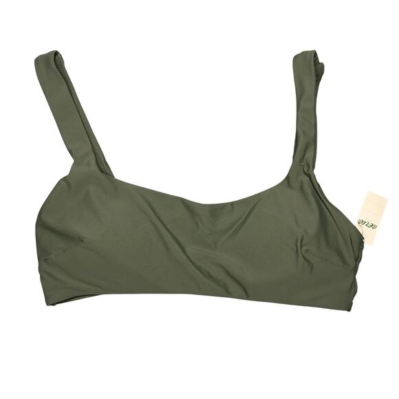 NWT Aerie Olive Green Wide Strap Scoop Neck Bikini Swim Top Medium - Picture 3 of 8